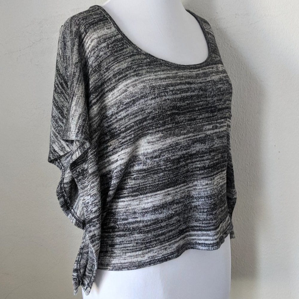 Black & White Cropped Lace Open Back Sweater BONGO